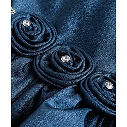 Babyhug Woven Singlet Sleeves Fit & Flared Party Frock with Floral Corsage - Teal Blue