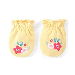 Babyhug 100% Cotton Interlock Knit Mittens with Floral Print Pack of 3 - Pink Yellow & Navy