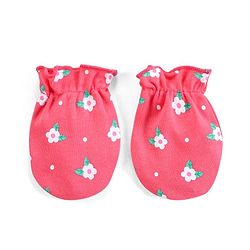 Babyhug 100% Cotton Interlock Knit Mittens with Floral Print Pack of 3 - Pink Yellow & Navy