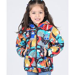 Babyhug Full Sleeve Hooded  Jacket with Abstract Print - Multicolour