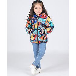 Babyhug Full Sleeve Hooded  Jacket with Abstract Print - Multicolour