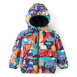 Babyhug Full Sleeve Hooded  Jacket with Abstract Print - Multicolour