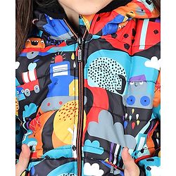 Babyhug Full Sleeve Hooded  Jacket with Abstract Print - Multicolour
