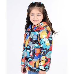 Babyhug Full Sleeve Hooded  Jacket with Abstract Print - Multicolour