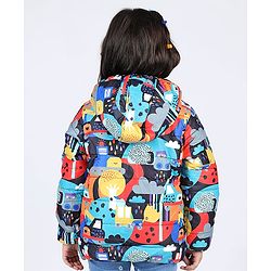 Babyhug Full Sleeve Hooded  Jacket with Abstract Print - Multicolour