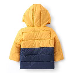 Babyhug Full Sleeves Hooded Jacket with Animal Patch - Yellow