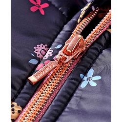 Babyhug Woven Full Sleeves Hooded Jacket with Unicorn Print - Blue