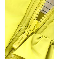 Babyhug Full Sleeves Padded Hoodie with Frill Detailing & Kangaroo Pockets - Lime
