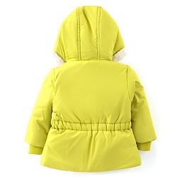 Babyhug Full Sleeves Padded Hoodie with Frill Detailing & Kangaroo Pockets - Lime