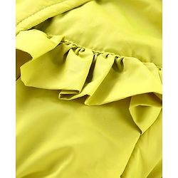 Babyhug Full Sleeves Padded Hoodie with Frill Detailing & Kangaroo Pockets - Lime