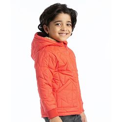 Babyhug Full Sleeves Padded Winter Jacket with Hood Star Design - Orange