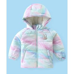 Babyhug Full Sleeves Padded Hooded Jacket with Bunny Patch Work Detailing - Multicolour