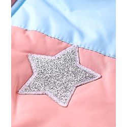 Babyhug Full Sleeves Padded Hooded Jacket with Colour Block & Star Patch Work Detailing - Multicolour
