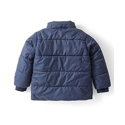 Babyhug Full Sleeves Padded Quilted Jacket with Detachable Hood Solid Colour - Navy Blue