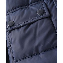 Babyhug Full Sleeves Padded Quilted Jacket with Detachable Hood Solid Colour - Navy Blue