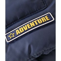 Babyhug Full Sleeves Padded Quilted Jacket with Detachable Hood Solid Colour - Navy Blue