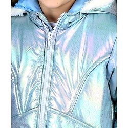 Babyhug Full Sleeve Hooded Puffer Jacket with Holographic Effect - Silver