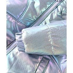 Babyhug Full Sleeve Hooded Puffer Jacket with Holographic Effect - Silver