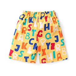 Babyhug Cotton Knit Half Sleeves Short Night Suit With Alphabets Print - Yellow
