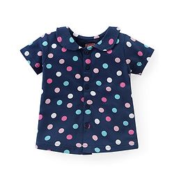 Babyhug Cotton Half Sleeves Night Suit With Polka Dots - Blue