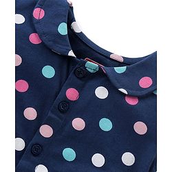Babyhug Cotton Half Sleeves Night Suit With Polka Dots - Blue