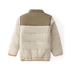 Babyhug Woven Full Sleeves Solid Color Padded Jacket With Removable Hoodie - Cream