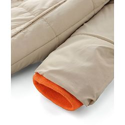 Babyhug Woven Full Sleeves Solid Color Padded Jacket With Removable Hoodie - Cream