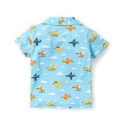 Babyhug Cotton Half Sleeves Night Suit With Airplanes Print - Blue