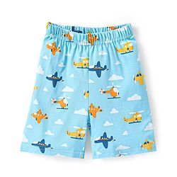 Babyhug Cotton Half Sleeves Night Suit With Airplanes Print - Blue