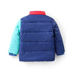Babyhug Full Sleeves Colour Blocked Padded Jacket with Detachable Hood - Multicolour