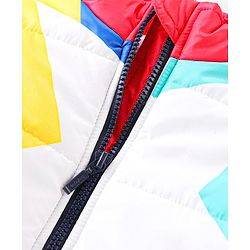 Babyhug Full Sleeves Colour Blocked Padded Jacket with Detachable Hood - Multicolour
