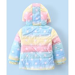 Babyhug Full Sleeves Hooded  Jacket with Star Print & Ear Applique - Multicolour