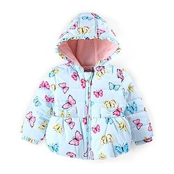 Babyhug Full Sleeves Hooded Jacket with Butterfly Print - Sky Blue