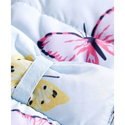 Babyhug Full Sleeves Hooded Jacket with Butterfly Print - Sky Blue