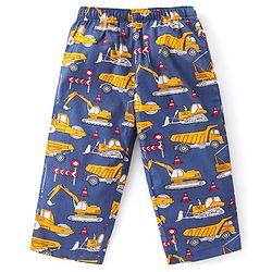 Babyhug Cotton Woven Half Sleeves Night Suit With Construction Vehicles Print - Blue