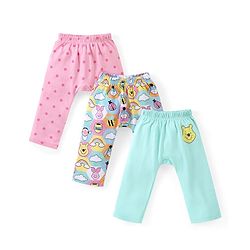 Babyhug Disney Cotton Knit Full Length Leggings with Winnie the Pooh Graphics Pack of 3 - Multicolour