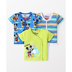 Babyhug Disney 100% Cotton Knit Half Sleeves Jhablas With Mickey Mouse Print Pack of 3 - Multicolour