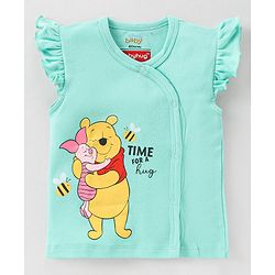Babyhug Disney Cotton Knit Frill Sleeves Front Open Jhablas with Polka Dots & Winnie The Pooh Print Pack of 3  - Pink White & Green