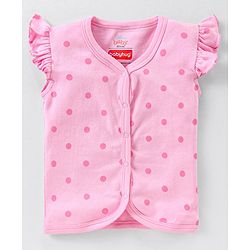 Babyhug Disney Cotton Knit Frill Sleeves Front Open Jhablas with Polka Dots & Winnie The Pooh Print Pack of 3  - Pink White & Green
