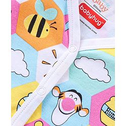 Babyhug Disney Cotton Knit Frill Sleeves Front Open Jhablas with Polka Dots & Winnie The Pooh Print Pack of 3  - Pink White & Green