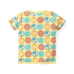 Babyhug Marvel Interlock Cotton Knit Half Sleeves Front Open Jhablas with Stripes & Avengers Graphics Pack of 3 - White & Yellow