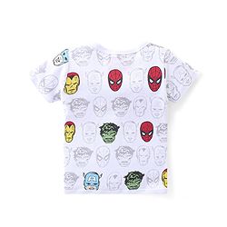 Babyhug Marvel Interlock Cotton Knit Half Sleeves Front Open Jhablas with Stripes & Avengers Graphics Pack of 3 - White & Yellow