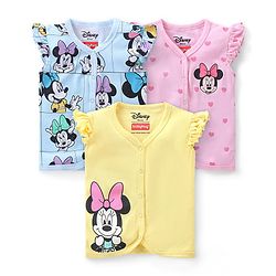 Babyhug Interlock Frill Sleeves Front Open Jhablas Minnie Mouse Print Pack of 3 - Multicolour