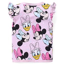 Babyhug Interlock Cotton Knit Frill Sleeves Front Open Jhablas With Minnie Mouse & Daisy Duck Graphics Pack of 3 - Pink Yellow & Blue
