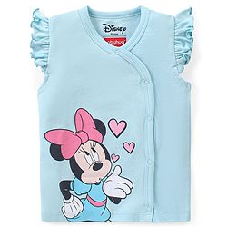 Babyhug Interlock Cotton Knit Frill Sleeves Front Open Jhablas With Minnie Mouse & Daisy Duck Graphics Pack of 3 - Pink Yellow & Blue