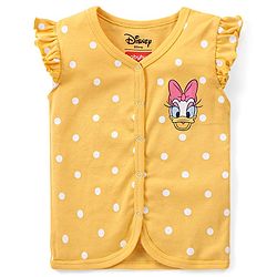 Babyhug Interlock Cotton Knit Frill Sleeves Front Open Jhablas With Minnie Mouse & Daisy Duck Graphics Pack of 3 - Pink Yellow & Blue