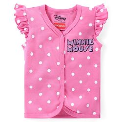 Babyhug Disney Interlock Knit Frill Sleeves Front Open Jhablas with Polka Dots &  Minnie Mouse Print Pack of 3 - Pink Yellow & Purple