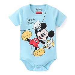 Babyhug Disney Cotton Knit Half Sleeves Onesies with Mickey Mouse Graphics Pack of 3 - Multicolour