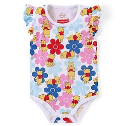Babyhug Disney Cotton Knit Frill Sleeves Onesies with Winnie The Pooh Graphics Pack Of 3 - Multicolour