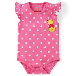 Babyhug Disney Cotton Knit Frill Sleeves Onesies with Winnie The Pooh Graphics Pack Of 3 - Multicolour
